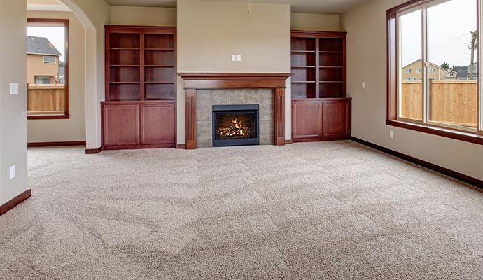 A carpet placed on the floor in a room.