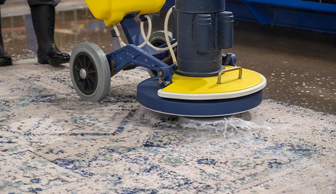 Rug cleaning using equipment