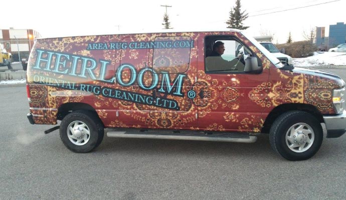 Area rug cleaning service vehicle