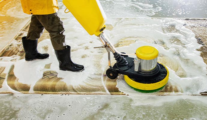 professional rug cleaning with floor buffer